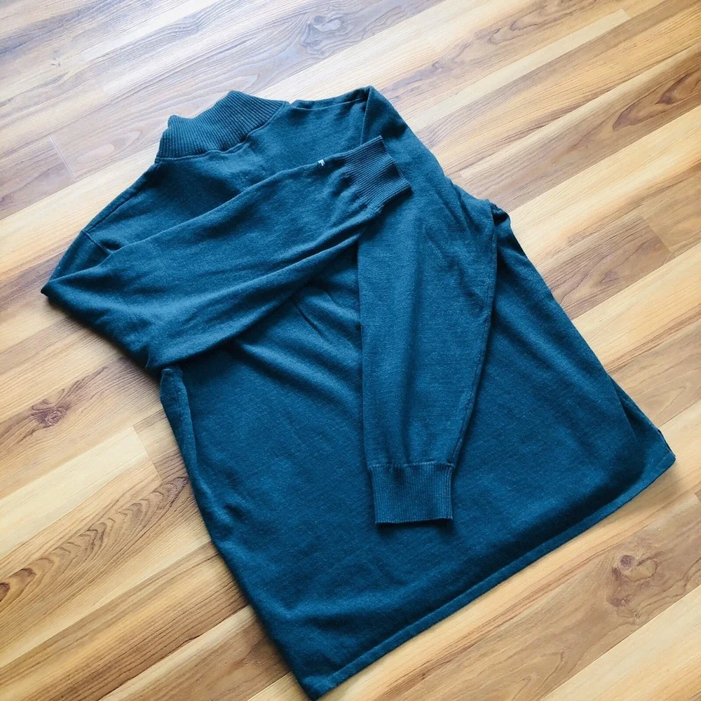 The‎ North Face TNF Forest Green 1/4 Zip Cotton Wool Nylon Pullover Size XL